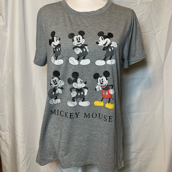 Disney Mickey Mouse T Shirt Gray Sz L Woman’s Great Condition!  (W110) - Picture 1 of 6